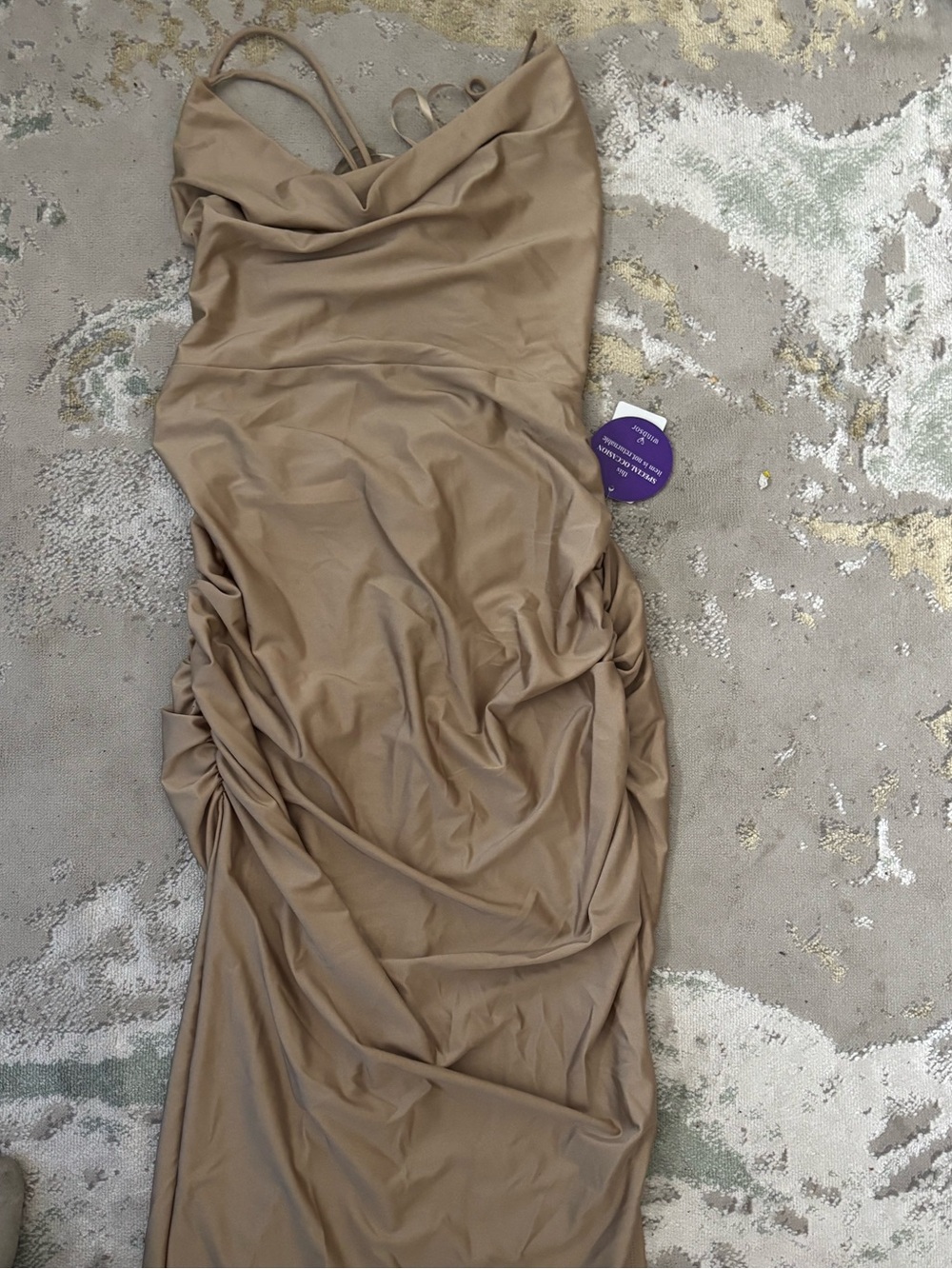 Windsor Taupe Ruched Cowl Neck Maxi Dress